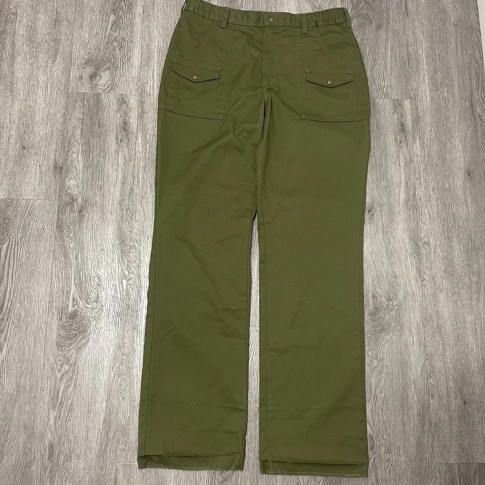 Vtg Boy Scouts of America Pants Mens 34x35 Green Cargo Workwear 70's 80's USA